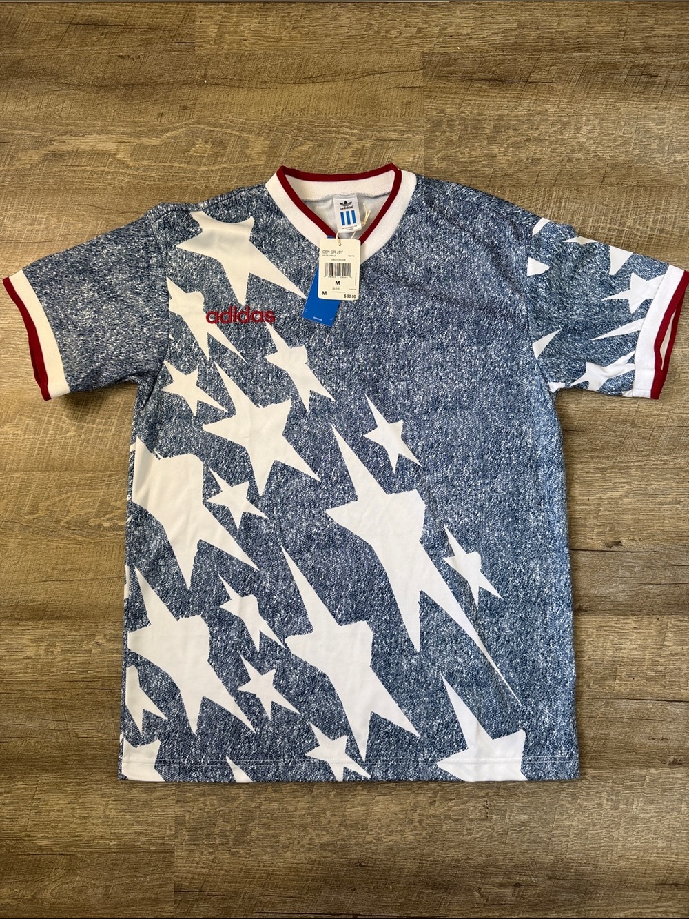 Adidas Denim Graphic Jersey Size Medium - Picture 1 of 3